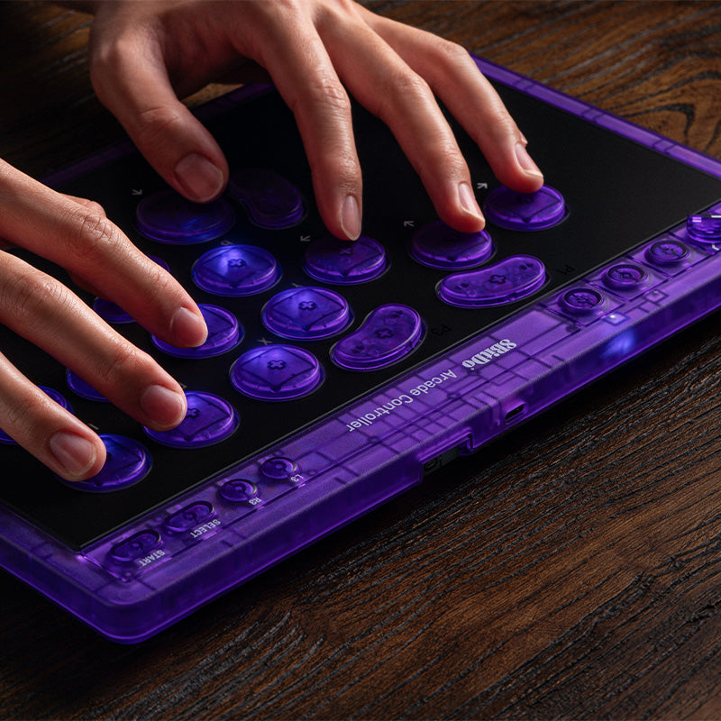 8BitDo Arcade Controller - Transparent Purple Signature Edition - Arcade Fight Stick